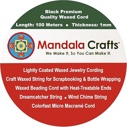 Miniatura 3 de Cuerda Mandala Crafts 0.03 pulgadas 109 yardas para hacer joyería, artesanía, macramé, cuerda de algodón encerado