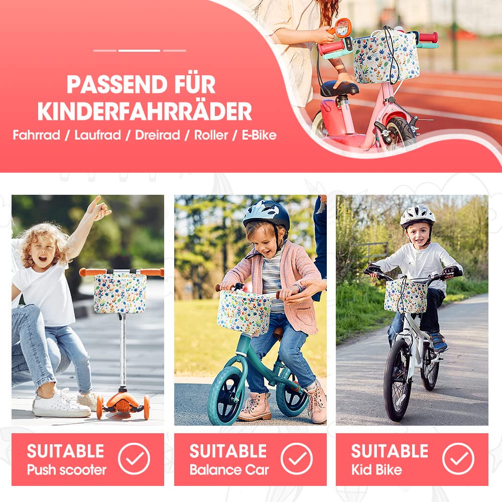 Cestino Da Manubrio Per Biciclette Bambini - Borsa Anteriore Con Motivo Brillante, Impermeabile