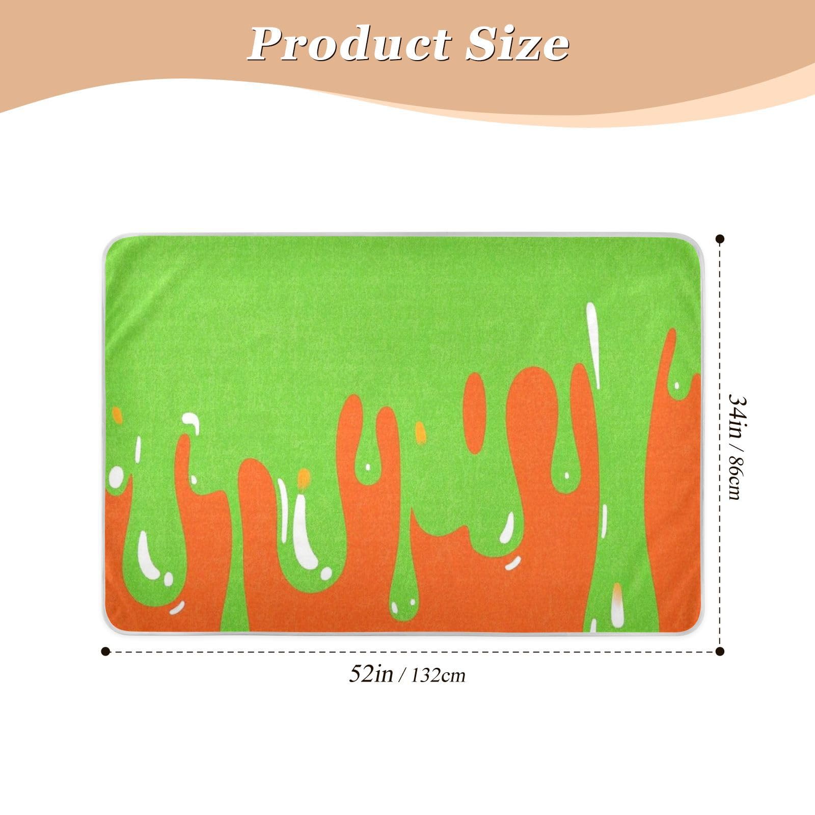 Fashion Street Graffiti Painting Green Orange Baby Bed Pad Water Resistant Diaper Changing Mat Portable Incontinence Pads for Children Adults Pets , 52