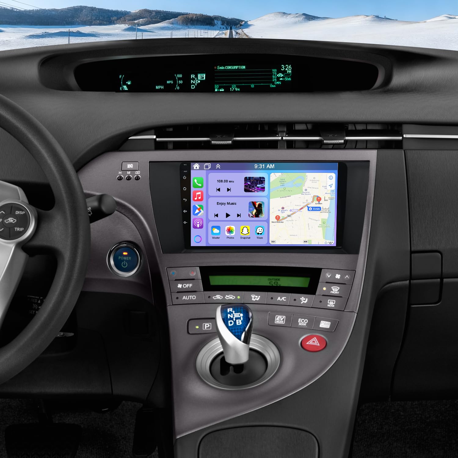 9 Inch 4G+64G Android 14 Car Stereo for Toyota Prius 2009-2014, 2 Din