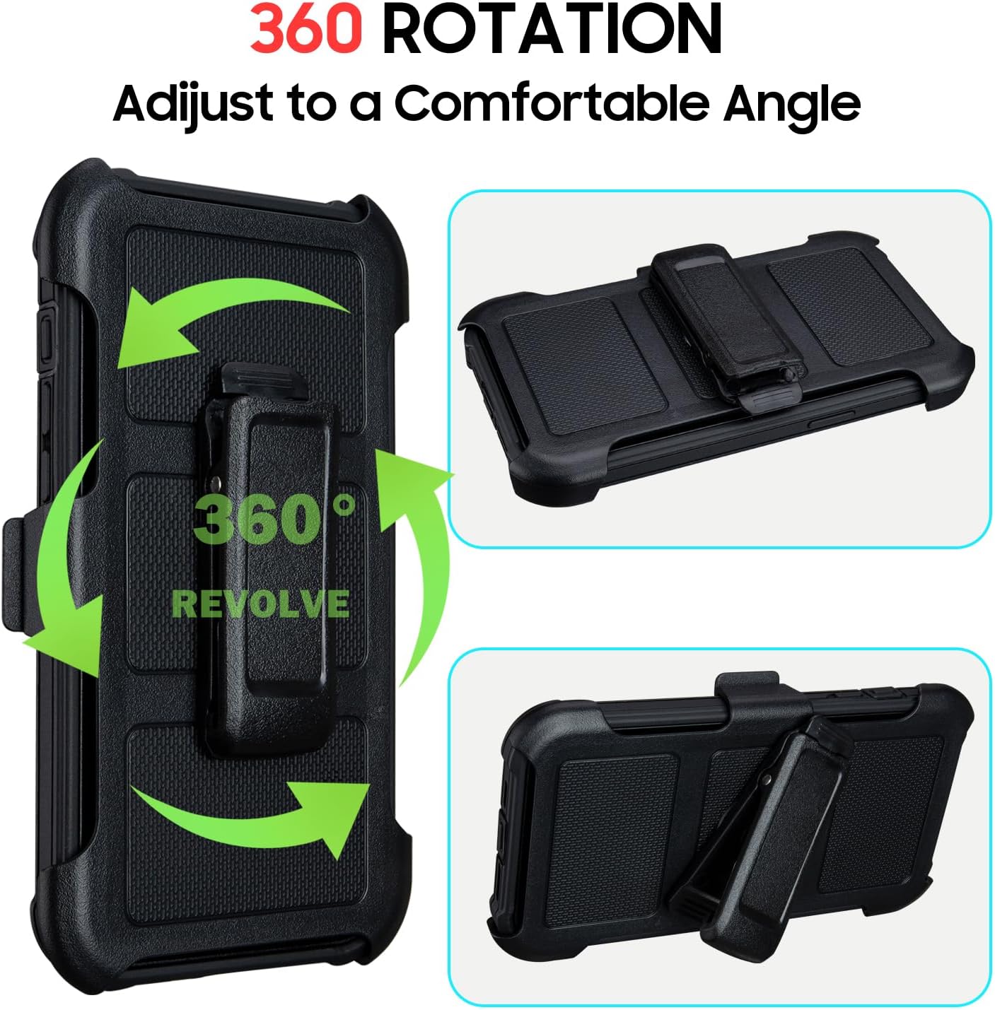 for iPhone 14 Pro Max Case with Belt Clip Holster,Shockproof Heavy Duty Rugged with Stand,2 Layers of Sturdy,Anti-Drop,for Protective Phone Case iPhone 14 Pro Max Cases Black - Image 5