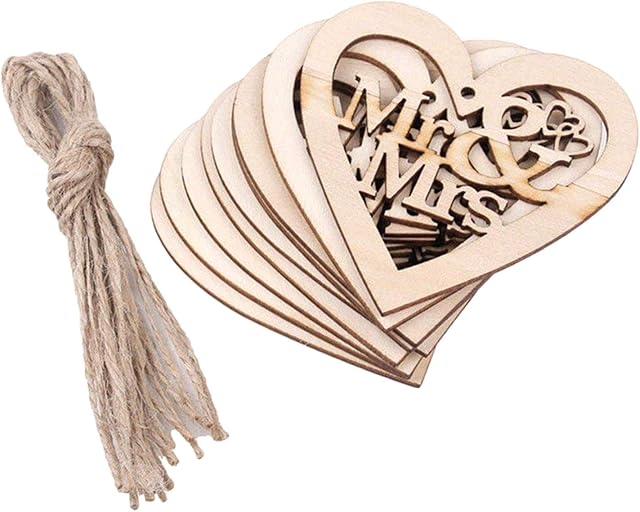ZOZOSEP Wedding Table Scatter Decoration Wooden Love Heart Wood Crafts Rustic MR & MRS 10pcs
