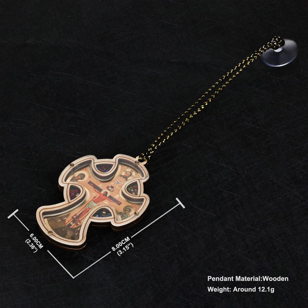 Cottvott Orthodox Wood Cross Pendant Car Hanging Ornament Car Interior Decor Religious Accessories image 2