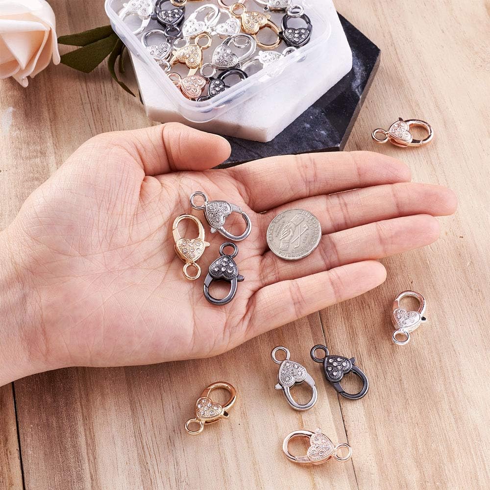 KISSITTY 25pcs/Box Heart Large Lobster Claw Clasps 5-Color Alloy Jewelry Making Clasp with Rhinestone for DIY Necklace Bracelet Key Chains Jewelry DIY Craft Making Accessories 1.04~1.06x0.55’’ - Image 4