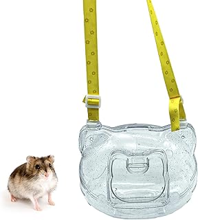 Hamster Carrier Bag Portable Guinea Pig Travel Backpack Breathable Small Pet Outgoing Bag for Hamster Gerbil Guinea Pig Sugar Glider (Transparent)