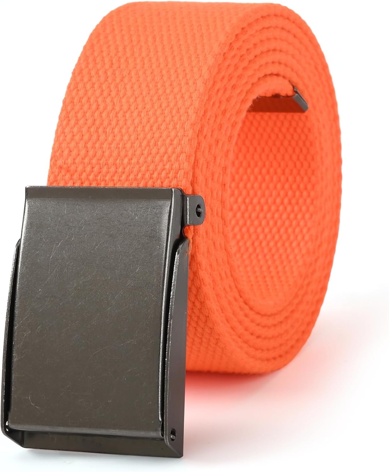Mile High Life Canvas Web Belt | Cut to Fit Up to 52" | Flip-Top Matte Silver Nickel Buckle 12 Colors