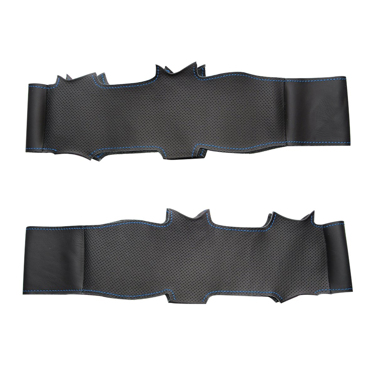 Fundas de Volante de Cuero Genuino Negro Cosidas a Mano para Ford Focus 2011-2014, C-MAX (Grand C-MAX) 2010-2015 y Kuga 2012-2016.