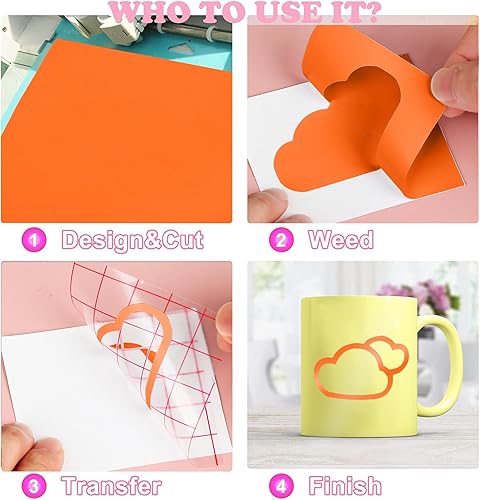 Miniatura 5 de Prime Vinyl Rollo de vinilo permanente naranja mate, vinilo naranja mate para Cricut, 12 pulgadas x 10 pies, vinilo autoadhesivo para Silhouette