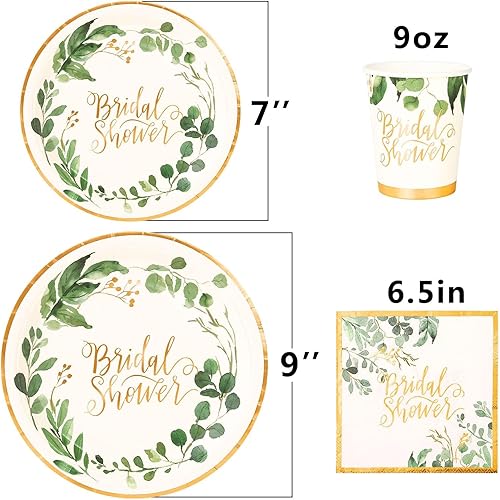 Miniatura 2 de Juego de 192 piezas de platos y servilletas de boda, platos de papel para despedida de soltera para compromiso, celebrar boda, novia, futura