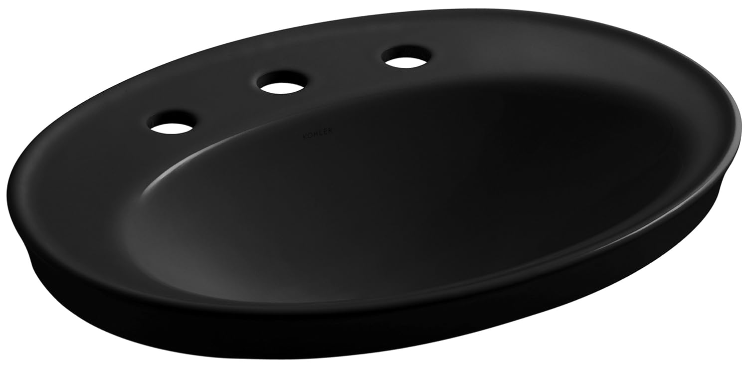 KOHLER K207587 Serif SelfRimming Bathroom Sink, Black Black