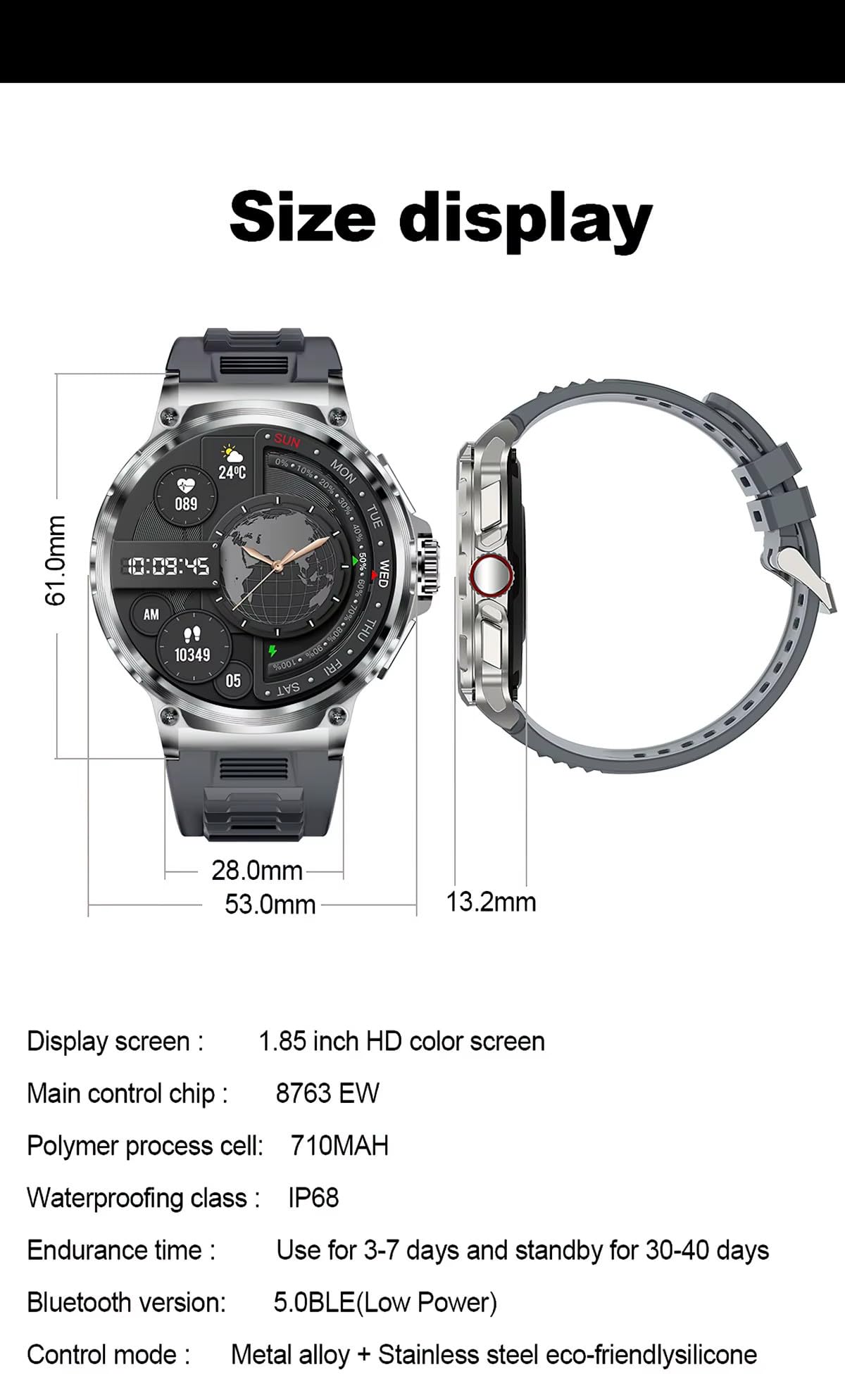 SUPEROFFERTA SCORTE FINALI 2026 Smartwatch Da Uomo 1,85 HD Schermo Rotondo Bluetooth Chiamate SpO2 Attività Pedometro Sport Fitness Watch, 100 + Modalità sportive Android e iOS IP68 Regalo (Nero)