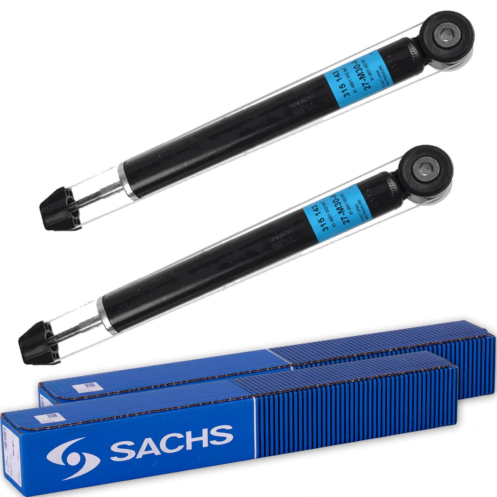 2x Sachs Stoßdämpfer hinten+Domlager+Service Kit | 2x 315 143 + 2x 802 579 + 900 233 Kompatibel mit Twingo II (CN0_)
