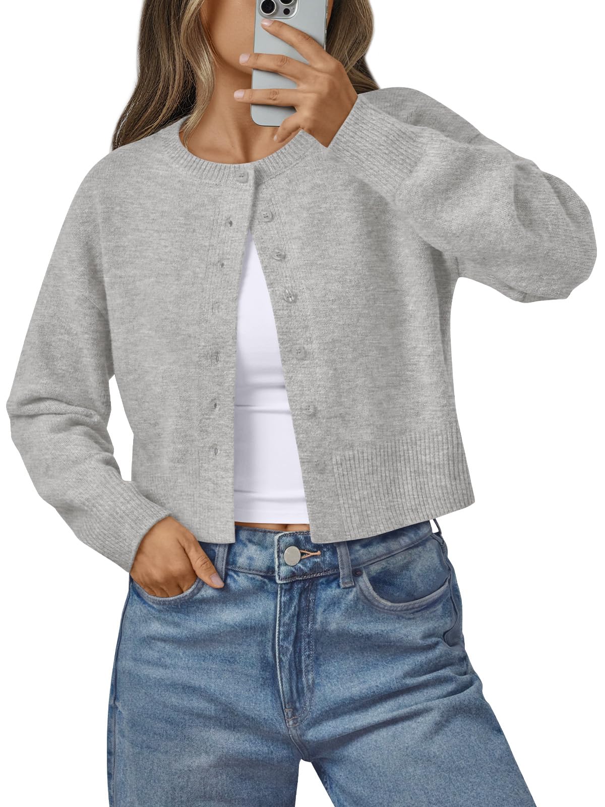Womens Lightweight Cardigan Cropped Knit Fall Cute Sweaters 2026-image-45