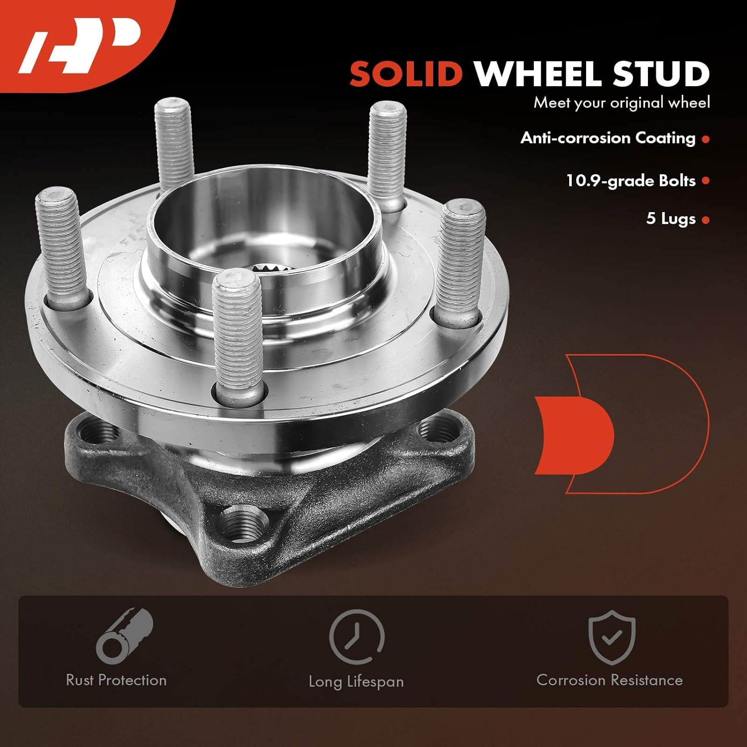 A-Premium Rear Wheel Bearing and Hub Assembly with 5-Lug Compatible with Mazda CX-9 2007-2015, AWD Only