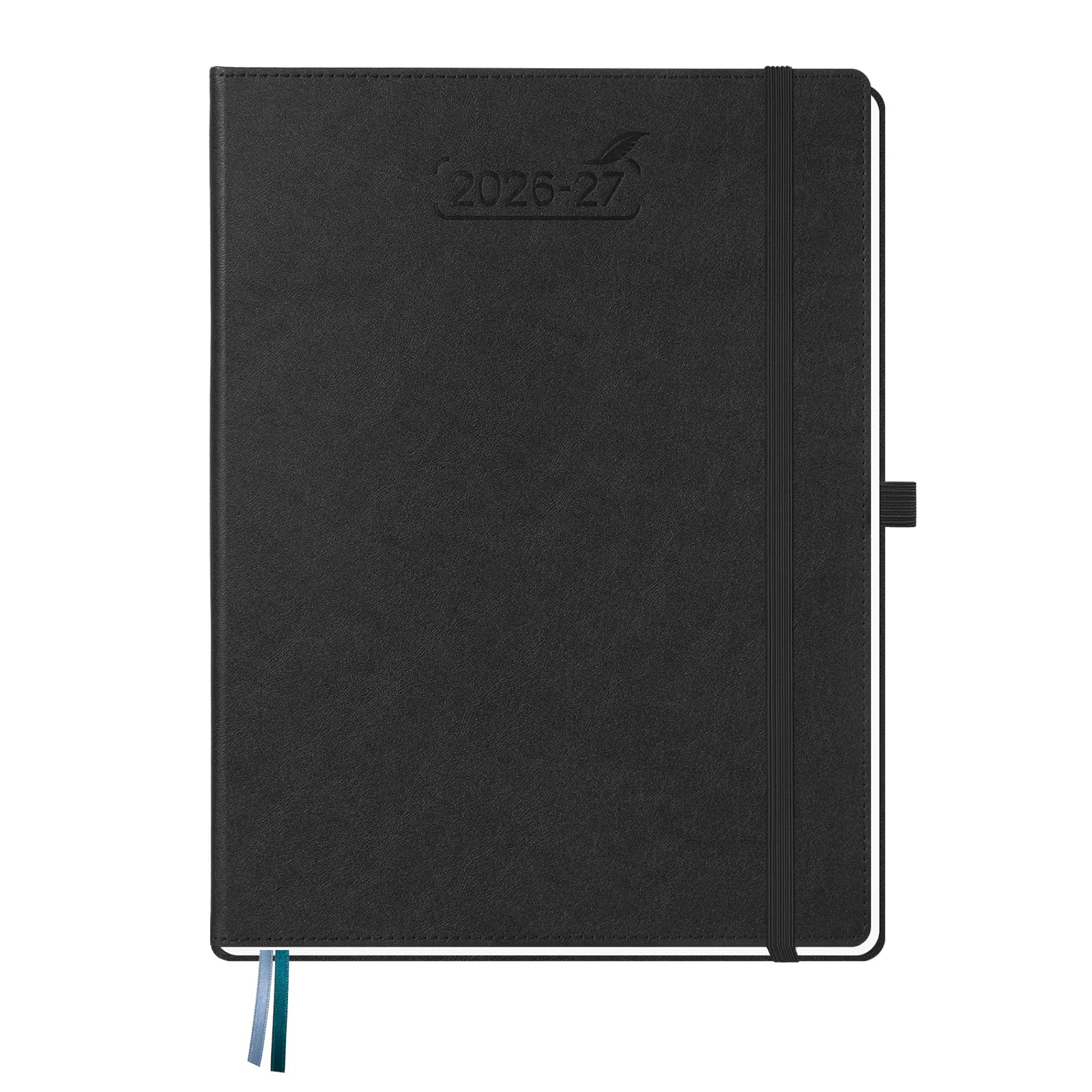 BEZEND A4 Academic Diary 2026-2027 Week to View (Jul 26 - Dec 27) Vertical Weekly Planner with Time Slots & Monthly Tabs. Appointment Diary for Home School Office. PU Leather Hardback, Black
