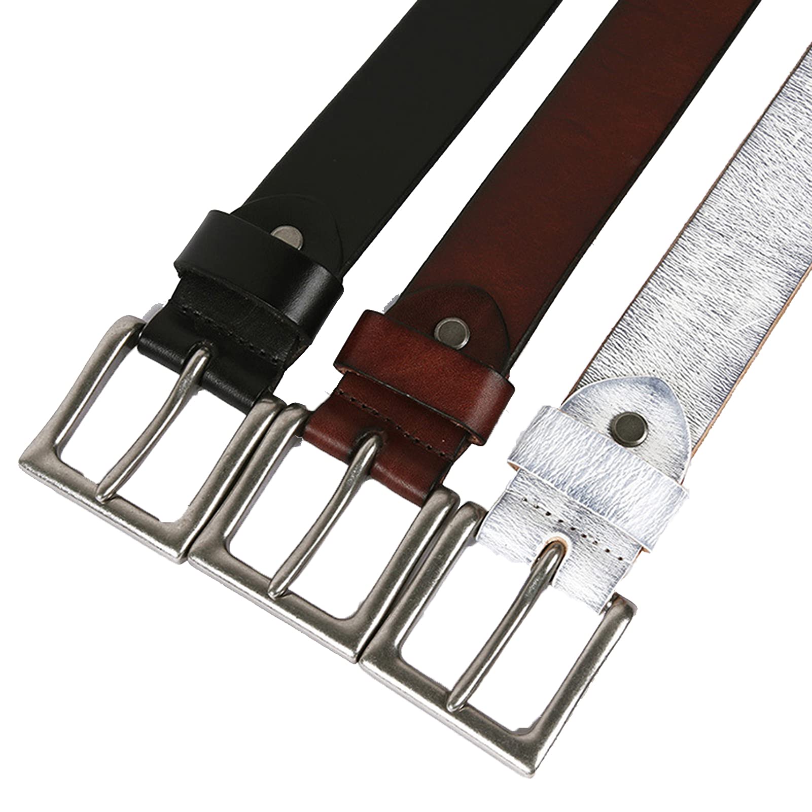 Nieten Echtes Leder Jeansgürtel Gürtel Mit Legierung Dornschließe Herren Damen 38cm Breit Nietengürtel Im Punk Rock Style, Gürtel Kürzbar,Schwarz,120cm/waist:40"~42"