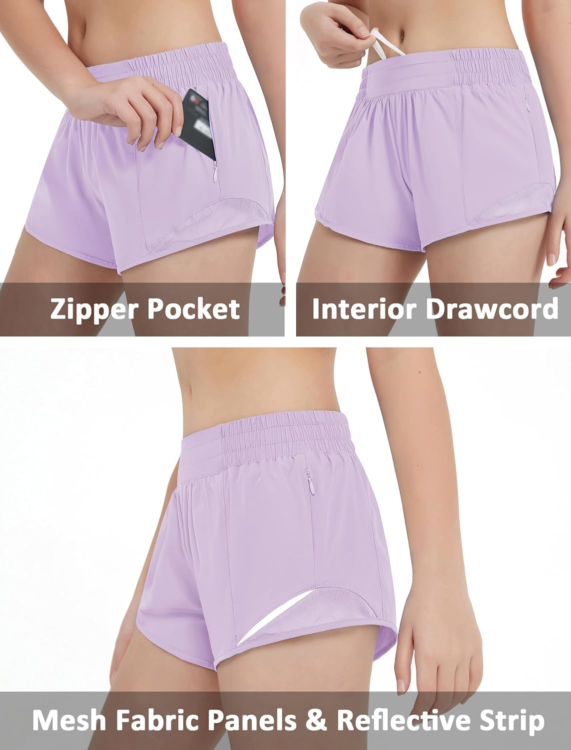 EXARUS Girls 2.5"/4" Athletic Shorts Running Workout Track with Liner Zip Pocket Lightweight Gym Sports for Kids 6-12Y - Image 5