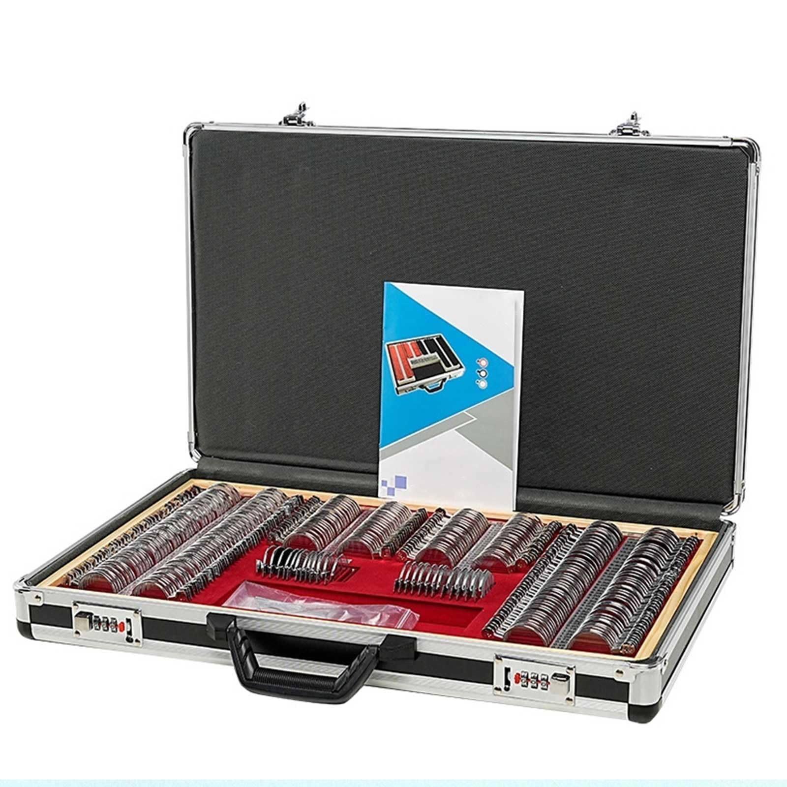 Generico Set di Lenti di Prova ottiche per optometria, Include Montatura per Occhiali e Lenti cilindriche, Attrezzatura Professionale per Esame della Vista.