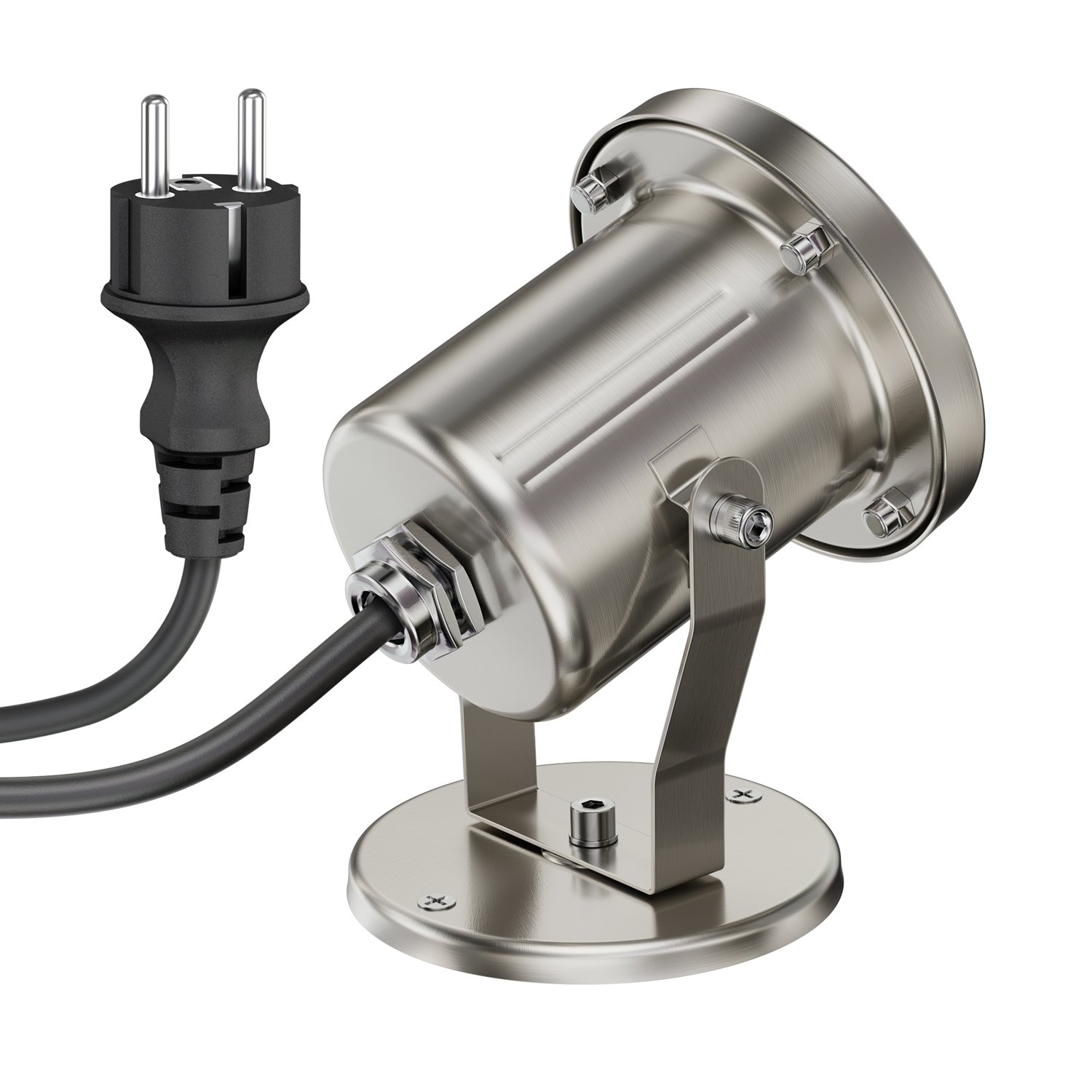 ledscom.de 2x faretto da giardino MIBU per esterni, IP55, spina, acciaio inox, 1x GU10 max. 15W
