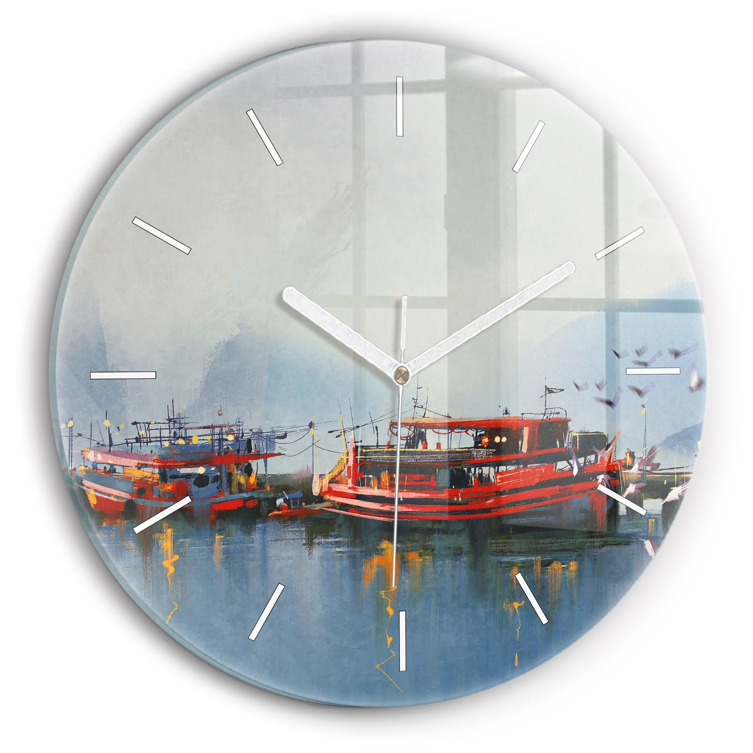 Horloge en verre de qualité supérieure Wallfluent aux couleurs vives