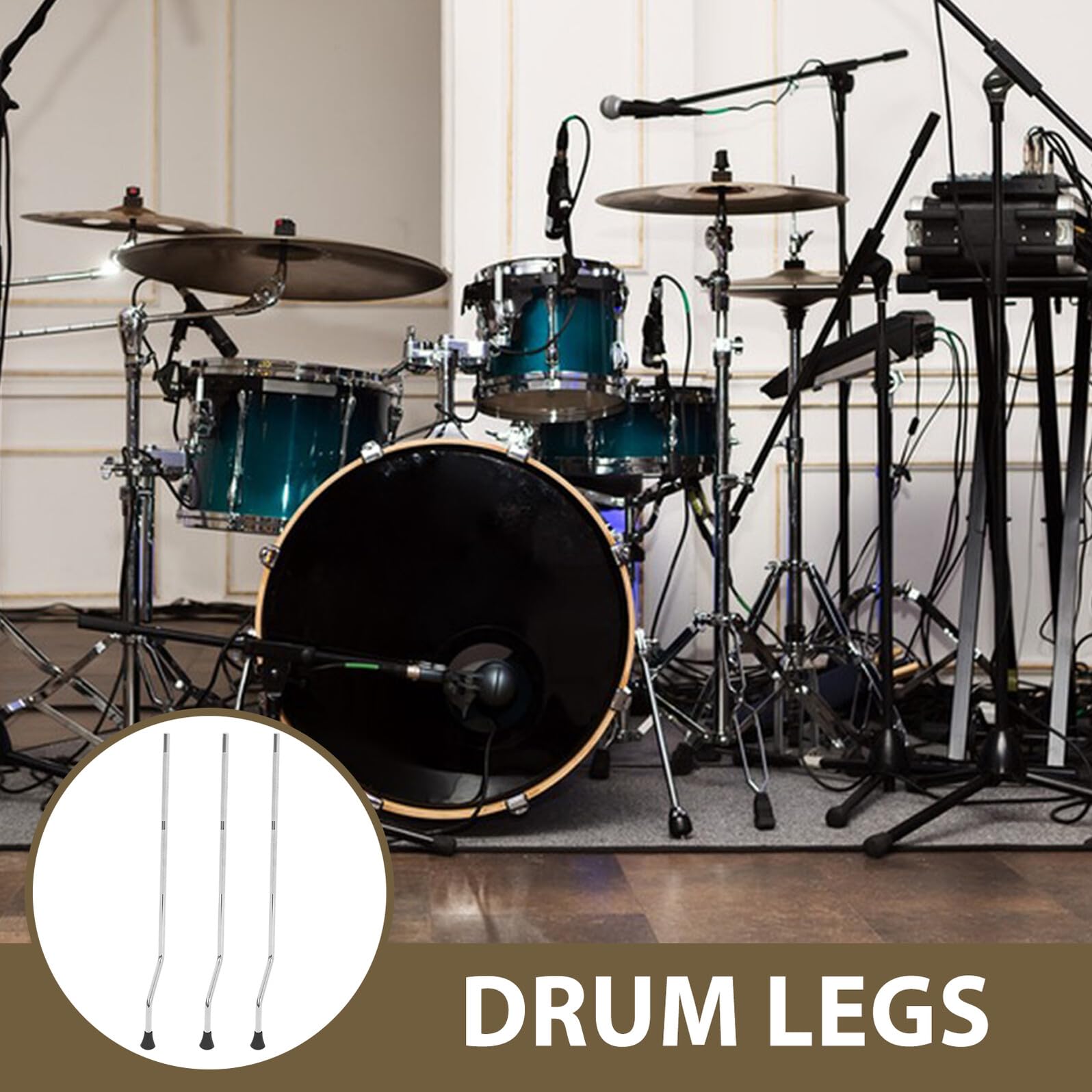 BESTonZON 3 pièces Support de Jambe de Batterie Métal Pied de Tom Stable et Antidérapant pour Kit de Percussion Remplaçant