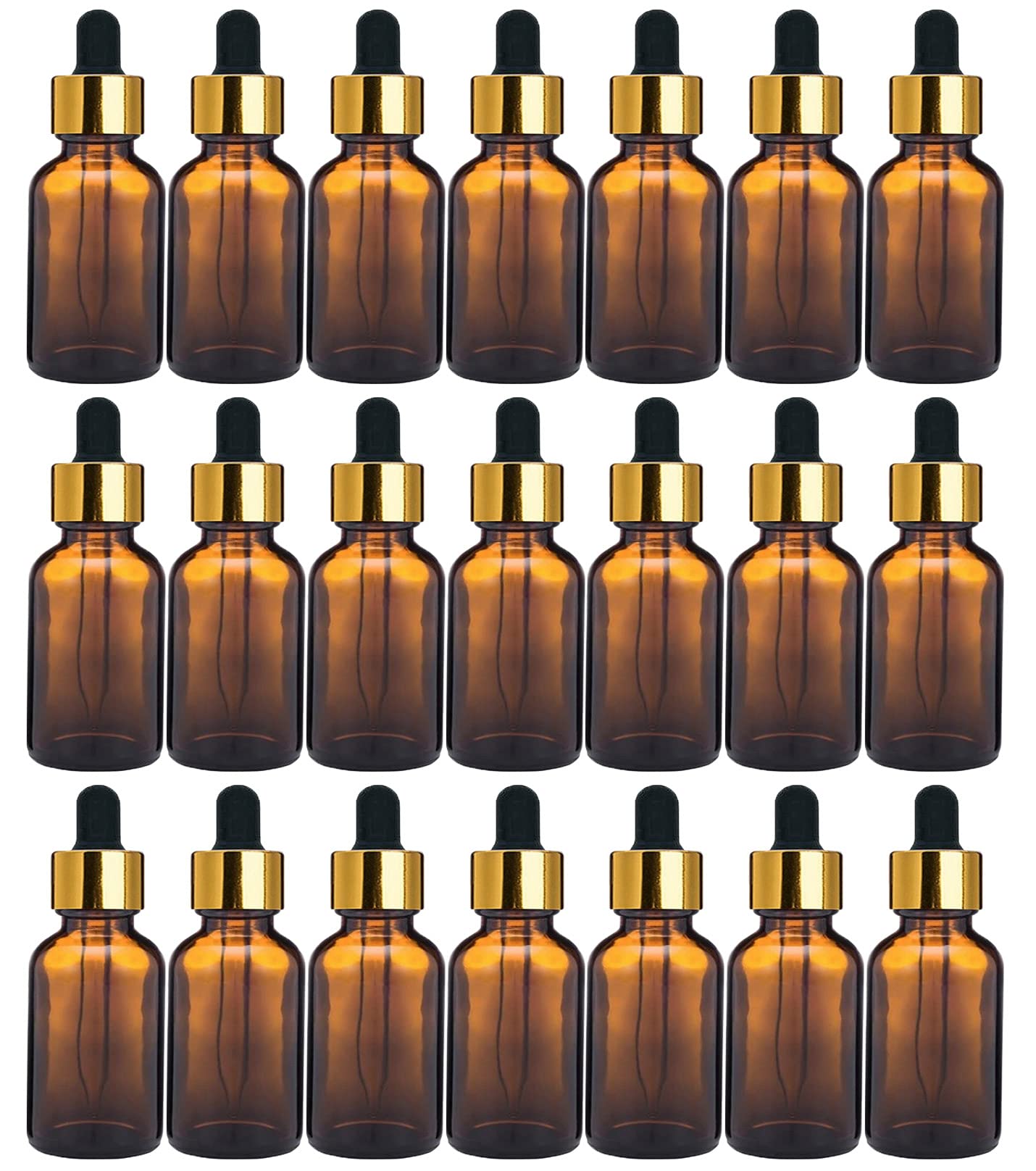 Amber Glass Bottle with Euro Dropper for Essential Oil, Fragrance,DIY Beauty care with Golden ring + Black Silicone Teat, Leak Proof, Reusable, Refillable. 15ML -Pack of 24-image-33