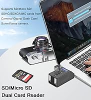 Vista 3 de VIENON Hub USB 5-Puertos 3.0 con Lector de Tarjetas SD TF, Adaptador Extensor USB con Lector de Tarjetas de Memoria SD/Micro SD, Puertos USB