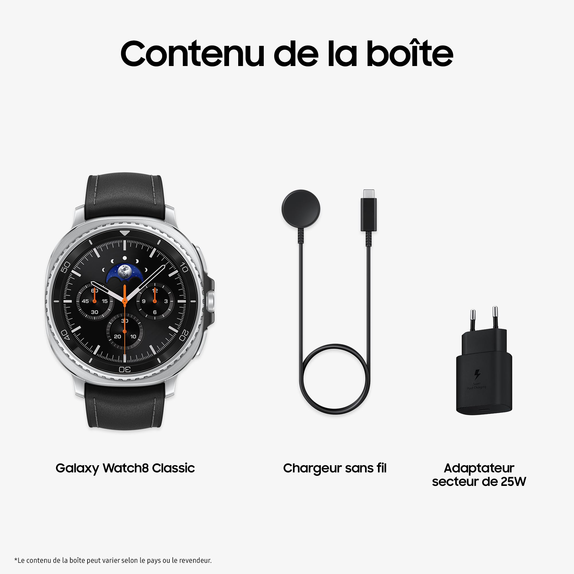 Samsung Galaxy Watch8 Classic, Montre Connectée, Couronne rotative, Galaxy AI, Coach Sommeil, Coach Running, Bluetooth, 46mm, Noir, Chargeur Secteur Rapide 25W Inclus, Version FR