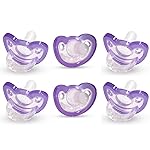 RaZbaby Jollypop Pacifier for Newborns & Up, USA Made, Natural Shaped Orthodontic Binky, Lovingly Shared in NICUs & Hospitals Worldwide, Medical-Grade 100% BPA-Free - 0-3 Months, 6 Pack - Lavender
