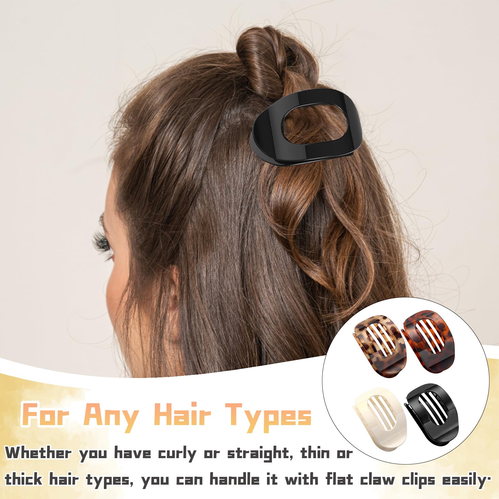 Flat Hair Claw Clips, Flat Claw Clip, Flat Hair Clips, Oval Shine Design for Women & Girls - Image 4