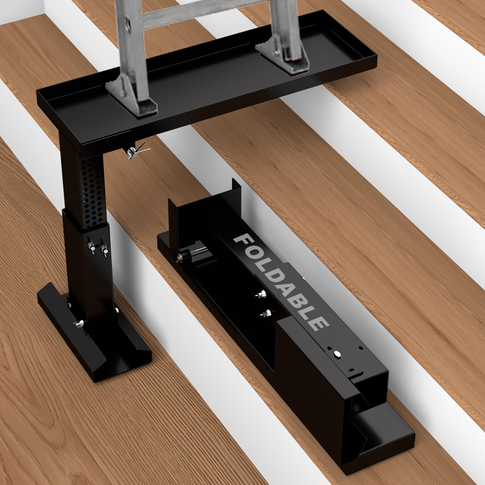 foldable heavy duty ladder extender pro-adjustable height 11.8-19.1", ladder leveler for stair-ladder aide-ladder leveler for extension ladders with 23.7x7.5" platform-non-slip mat-holds up to 880lbs
