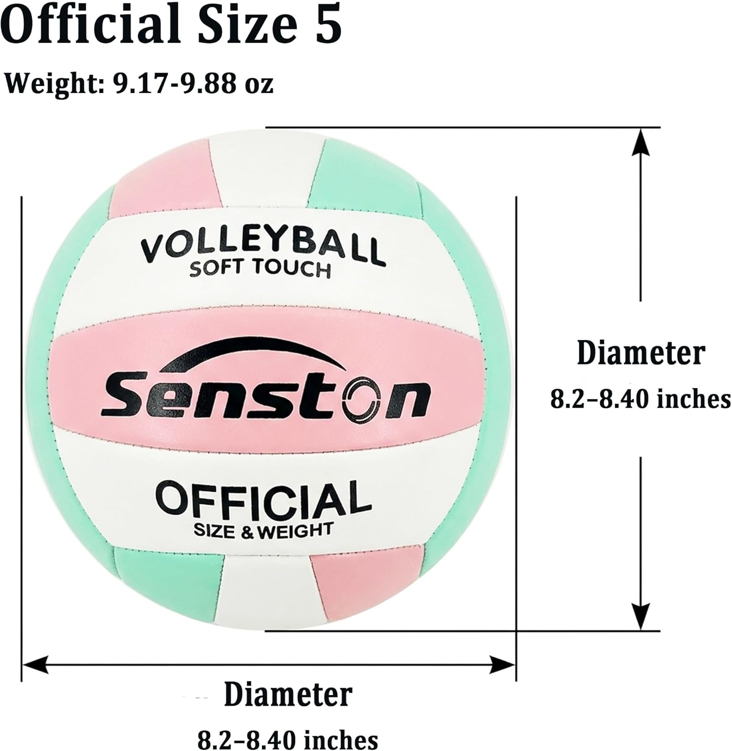 Senston Soft Volleyball Official Size 5 - Beach Volleyball for Indoor/Outdoor Play/Entertainment