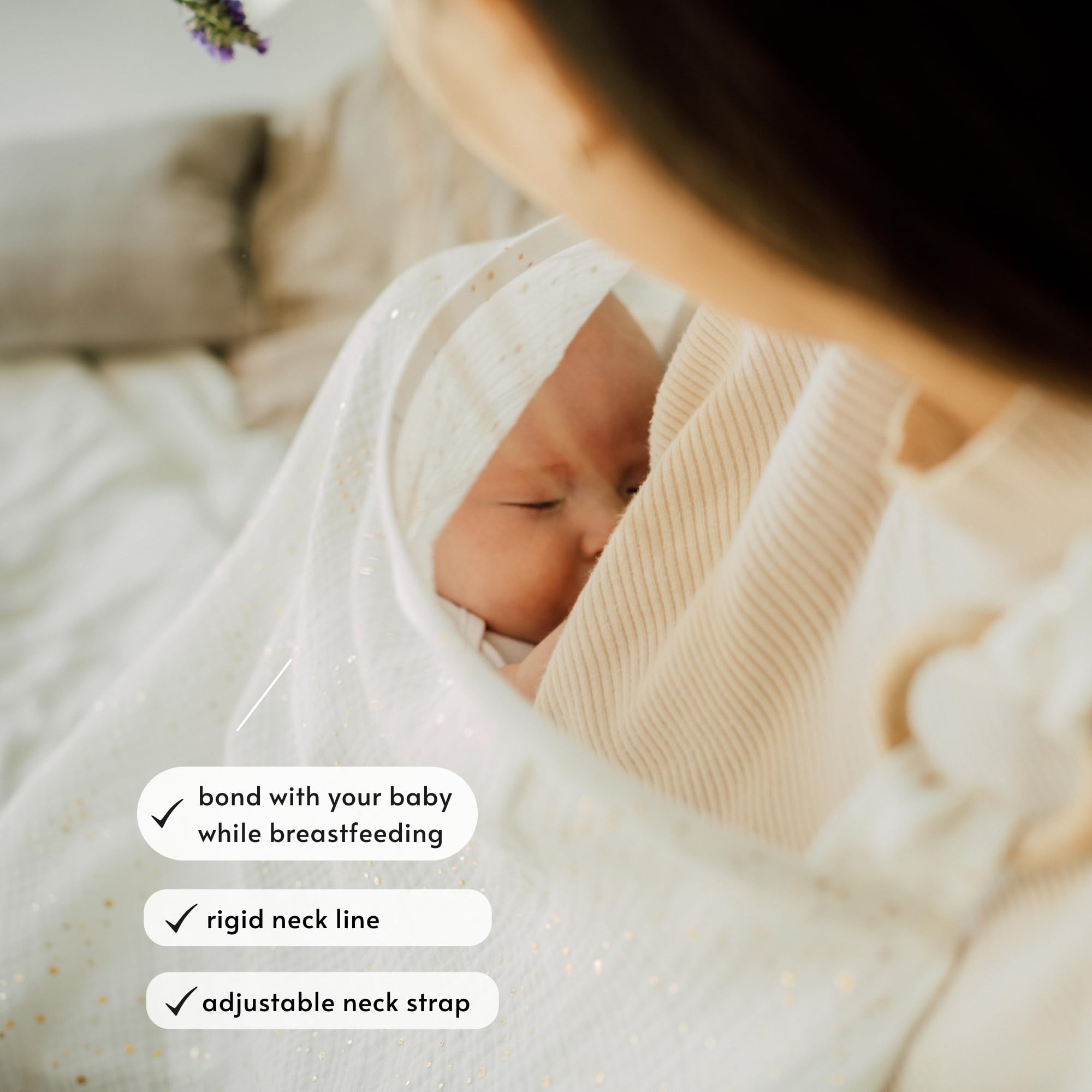 Housse d'allaitement bébé en mousseline de coton bio TISU – multi-usage siège voiture tablier châle blanc