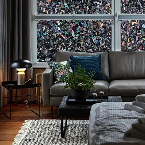 Miniatura 5 de Finnez Película opaca para ventana, película de privacidad 3D, sin pegamento, para puerta de vidrio, hogar y oficina, control de calor, anti UV,