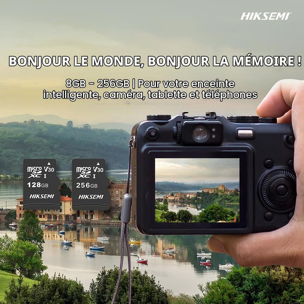 Carte MEMOIRE HIKSEMI M-SD 128G Micro SDHC - Serie C1 avec Adaptateur 92MB/s 40MB/s Class 10