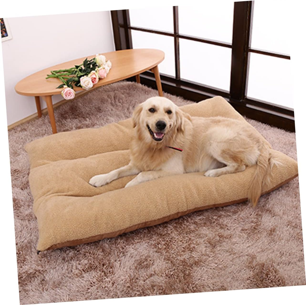 Pet Cushion for Dogs Warm Autumn Winter Dog Bed Light Coffee PP Cotton Stuffed Pet Pad Easy to pet Supplies for Play and Rest