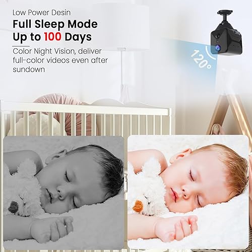 Miniatura 3 de Cámara espía mejorada 2024, cámara oculta WiFi, mini cámara de seguridad para niñera, 100 días de duración de la batería en espera, alertas de