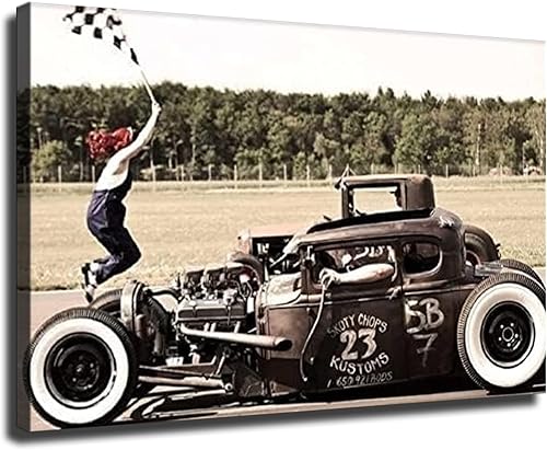 Póster de carreras de Hot Rod Drag Racing, póster moderno para dormitorio familiar, decoración de oficina (08 x 12 pulgadas, marco)