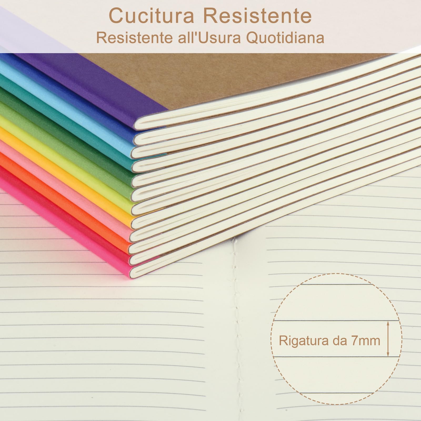 ZCZN Quaderno A5 Con Dorso Arcobaleno Vivace, 12 Pezzi, Quaderni a Righe, 30 Fogli