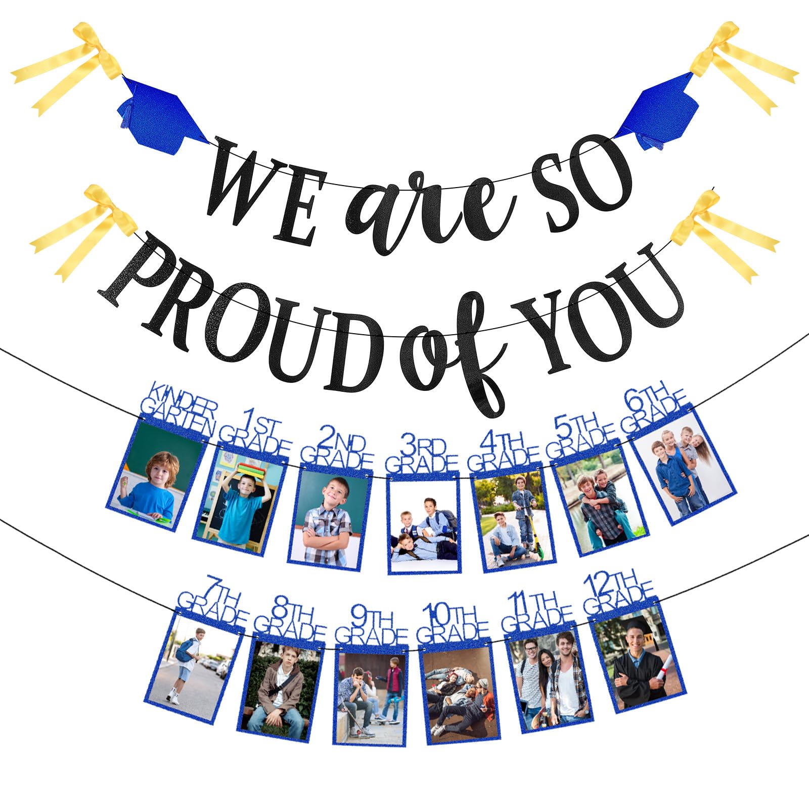 Epakh Graduation Party Decoration Class of 2026 K-12th Grade Graduation Photo Banner Picture Display 4"×6" and We are So Proud of You Banner Set
