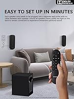 Vista 8 de Barra de sonido de 5.1 canales con audio Dolby, barras de sonido para TV, subwoofer inalámbrico y altavoz trasero, Dolby Digital Plus, Bluetooth