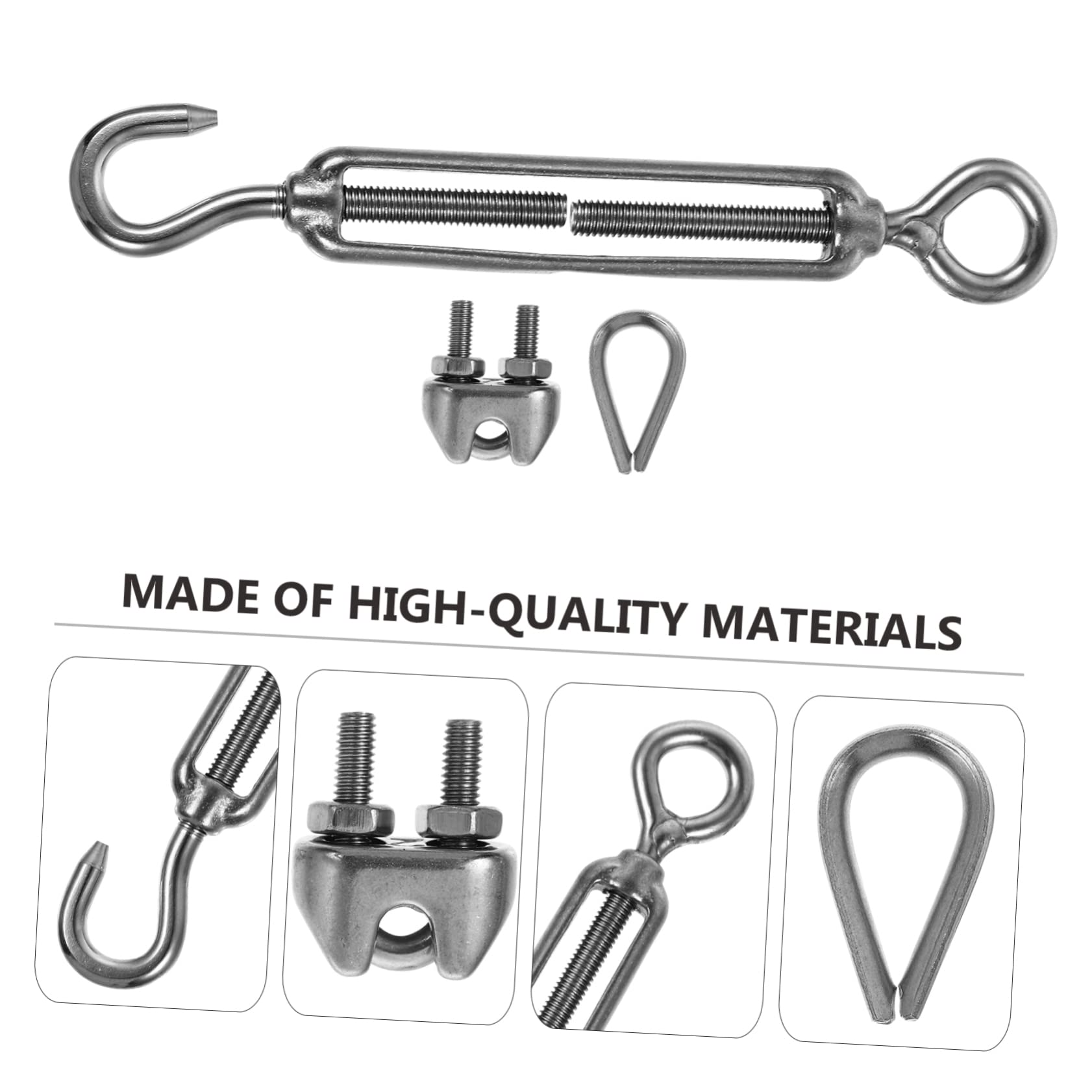 Ciieeo 1Set Stainless Steel Wire Rope Hooks Kit Outdoor Cable Railing Install Supplies for String Lights and Cable Management and Practical Wire Rope Accessories