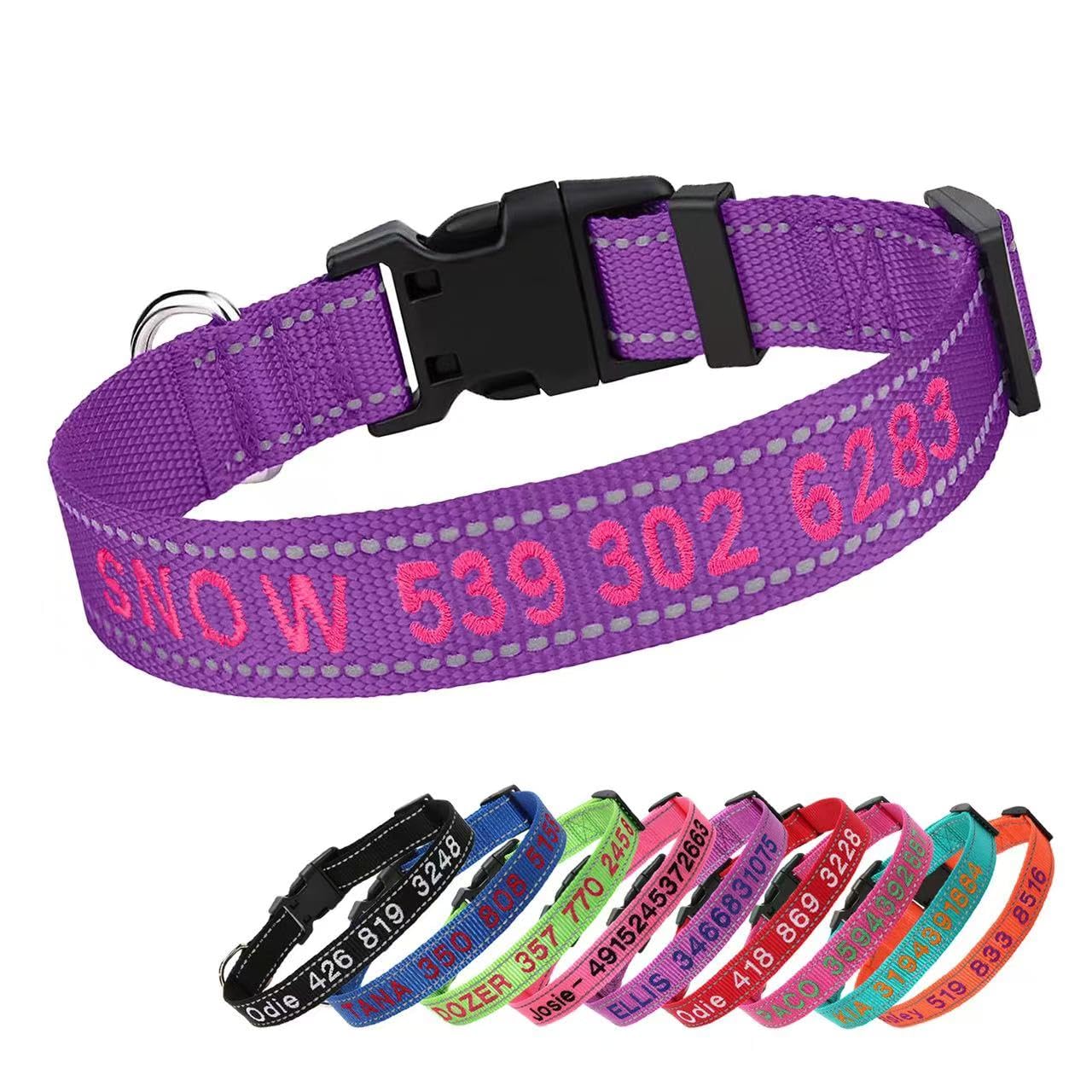 Personalized Dog Collars with Name and Phone Number,Adjustable S Size for Small Boys Girls Dogs,Reflective Custom Dog Collar for Male Female Puppies,