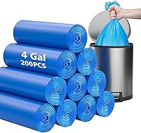 Vista 1 de Bolsas de basura compostables de 4 galones, 200 paquetes, bolsas de basura biodegradables AYOTEE bolsas de reciclaje azules, bolsas de basura