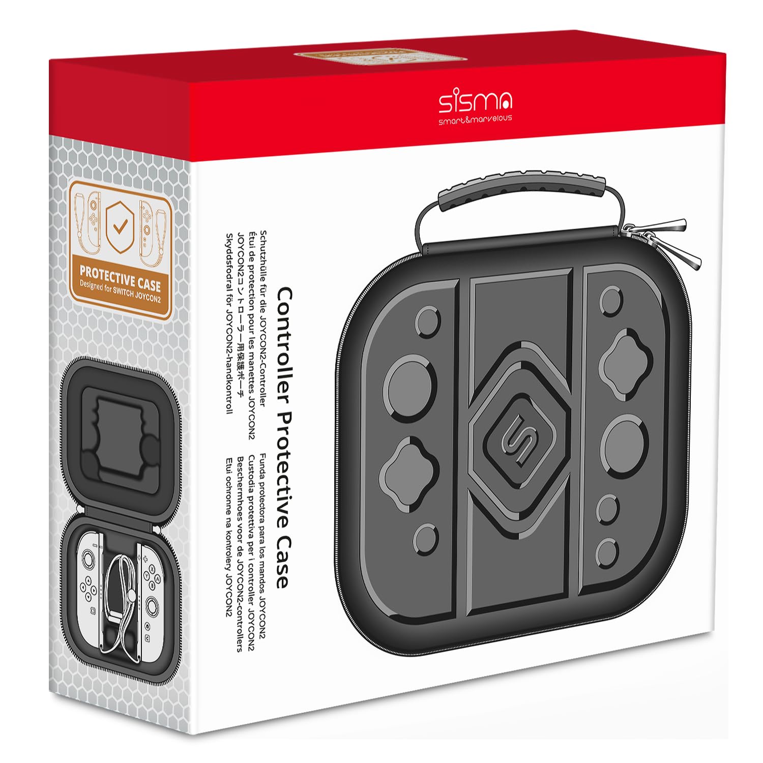 sisma Etui podróżne na Joycon 2 z Pasek, Torba przechowywania i ochronna na Pad do gier Switch 2, Szary