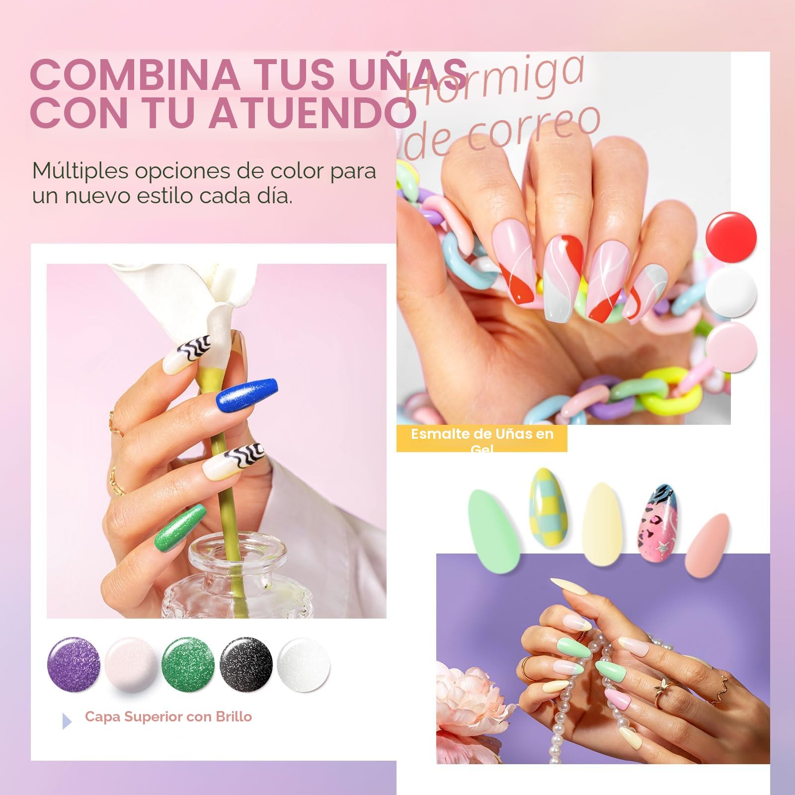 ROSALIND Kit Uñas Semipermanentes con Lámpara 48W, 65 Piezas Esmaltes Semipermanentes Rosa Amarillo Azul Verde Morado Colores Uñas Semipermanentes Kit Completo Regalos Principiantes