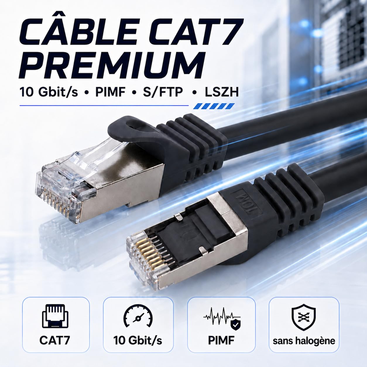 1aTTack.de Cat7 S/FTP PIMF LSZH Lot de 20 câbles réseau Ethernet LAN RJ45 rétrocompatible Cat6a Cat6 Cat5e 10 Gbit/s sans halogène 1 m Gris