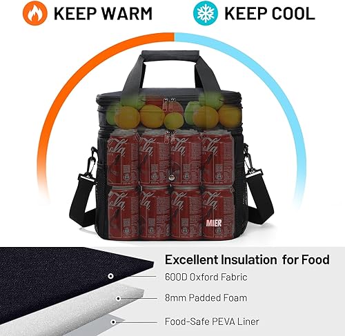 Miniatura 5 de MIER Bolsa de almuerzo expandible de 24 litros, doble capa, aislada, suave, enfriadora, 30 latas, para hombres y adultos, cajas de almuerzo a prueba
