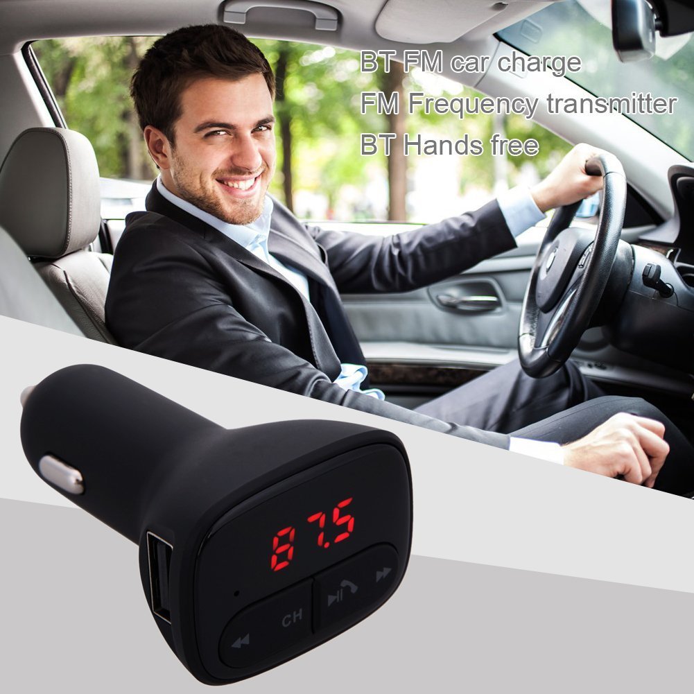 ALLOYSEED Bluetooth FM Transmitter Car Charger in a car dashboard