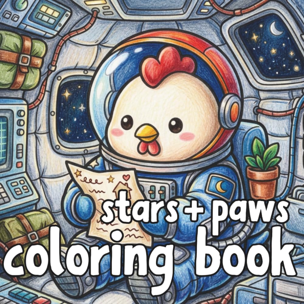 Stars & Paws: A Cute Animal Space Coloring Book for All Ages